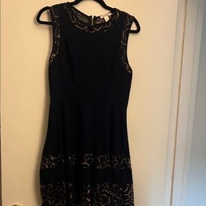 Miami Navy and Gold Patterned Midi Dress